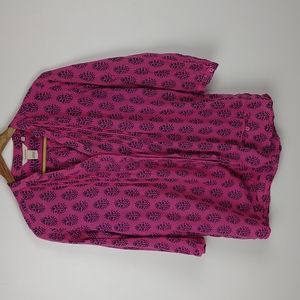 Sundance Cotton Button Up Blouse Pink with Floral Design